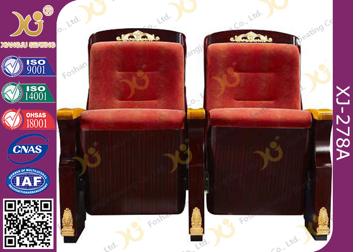 Original Wooden Decoration Church Hall Chairs / Auditorium Theater Seating