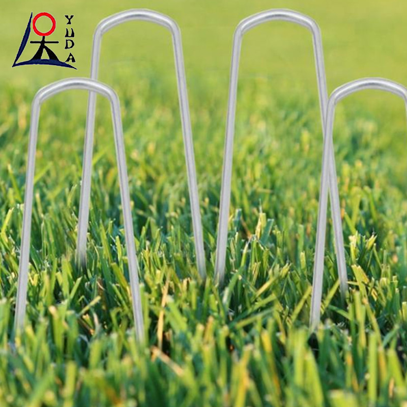 Steel U Shaped Ground Nails Galvanized Sod Staple For Garden
