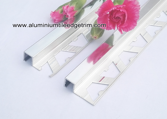 bathroom polished chrome square edge tile trim