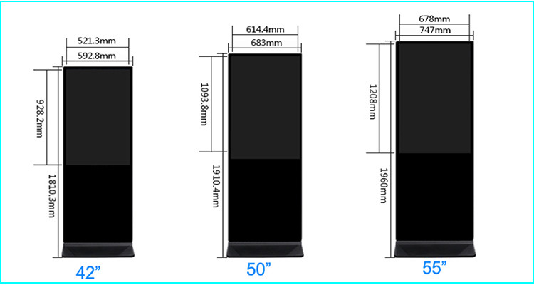 Large Size Floor Standing Lcd Advertising Player Interactive Kiosk Touch Screen