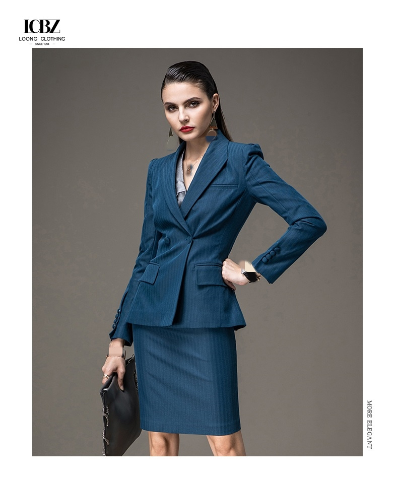 Autumn Dress Women's Fitted Business Suits with Hand Embroidery and Pure Pattern