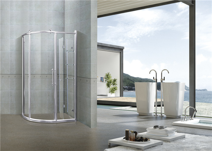 6 MM Chromed Profiles Shower Cabins Copper Rollers With Shower Shelf Sliding Moving Door