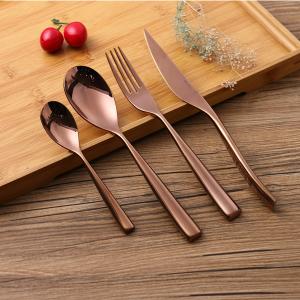 China Solid Handle Rose Gold 234mm Stainless Steel Flatware Set wholesale