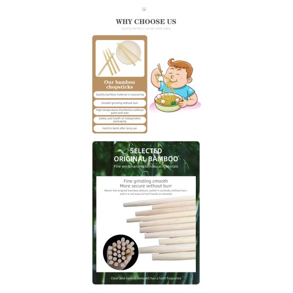 Customized Logo Natural Color Round Disposable Bamboo Chopsticks for Bulk Orders in Modern Style