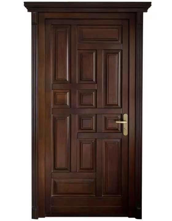 Fireproof MDF Wooden Door HDF ABS PVC WPC Mahogany Wood Entry Door