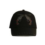 OEM ODM Fashion Rhinestone Baseball Cap , Black Constructed Baseball Hat Metal