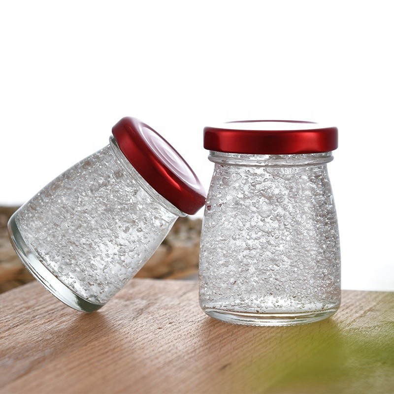 50ml 75ml Luxury Glass Honey Jars Clear Round Pudding Glass Jar