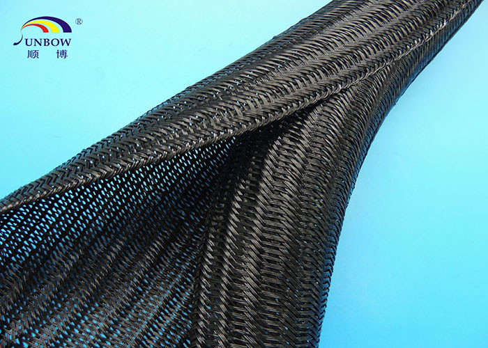 Fireproof Braided PET expandable braided self-closing Cable Sleeving