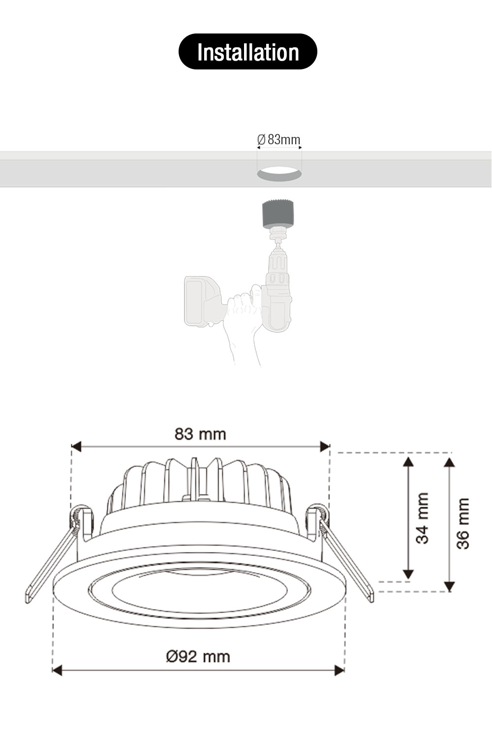 Waterproof 80RA Downlight LED 2700K , Anti Glare Dimmable Bathroom Downlights