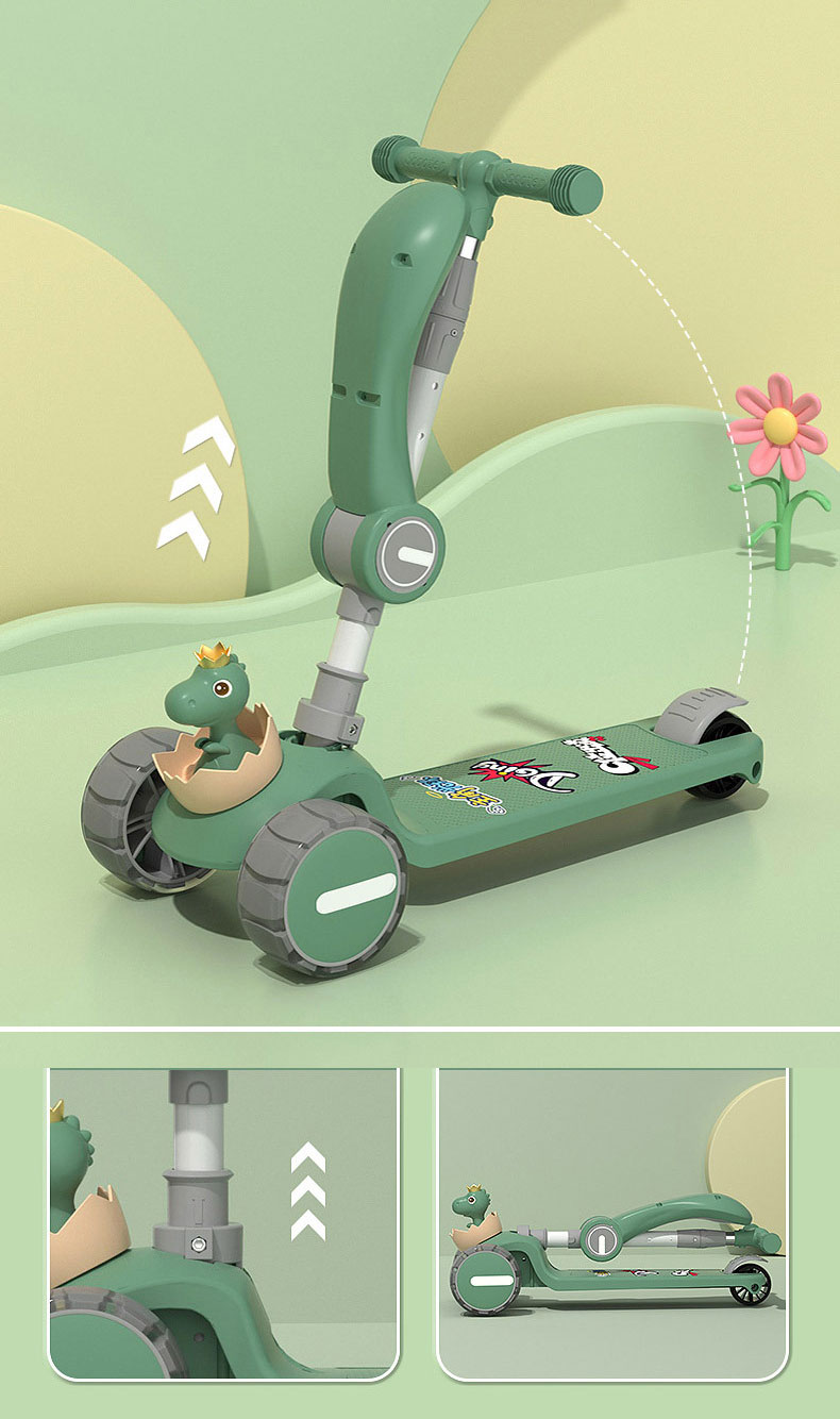 Tricycle Style Foldable Height Adjustable Scooter for Kids Ages 3-12 Max Load 200 LBS