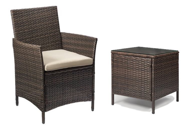Outdoor Furniture Set with Stackable Armchairs and Synthetic Rattan Wicker Chairs
