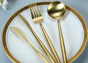 China Fadeless Luxury Matte Gold SS304 Fork Knife Spoon Set wholesale