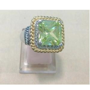 China (R-75) New Fashion Jewelry Two Tone Silver Plated Square Citrine Cubic Zircon Ring wholesale