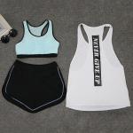 Sport Wear Three Piece Yoga Set Sport Shirt for Women Sports bra Fitness Flare