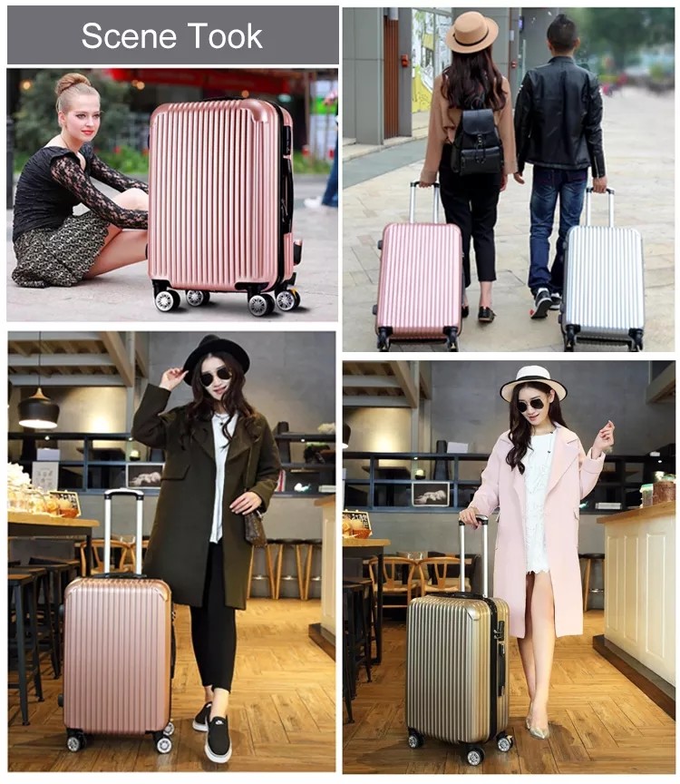 PC Polycarbonate Travelling Luggage Set Of 3 Pieces Shiny Surface Girls Suitcase Hardside Trolley