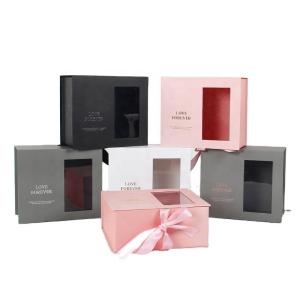 China Wedding Favor Box Packaging Cardboard Cosmetic Paper Soap Flower Gift Boxes With Window wholesale