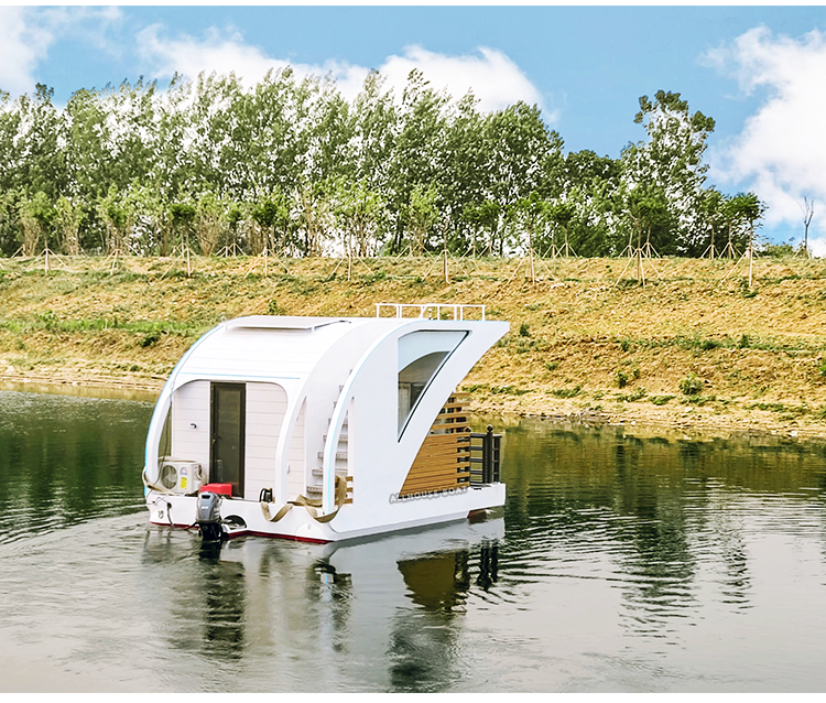 High Capacity 6 Person House Boat Floating House Pontoons with Kitchen
