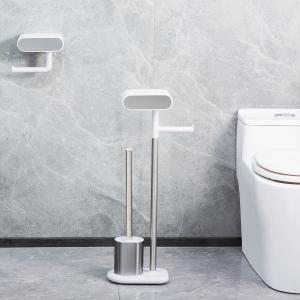 China Stainless Steel Compact Bathroom Paper Holder TPR Toilet Brush Holder SET Durable Toilet Brush wholesale
