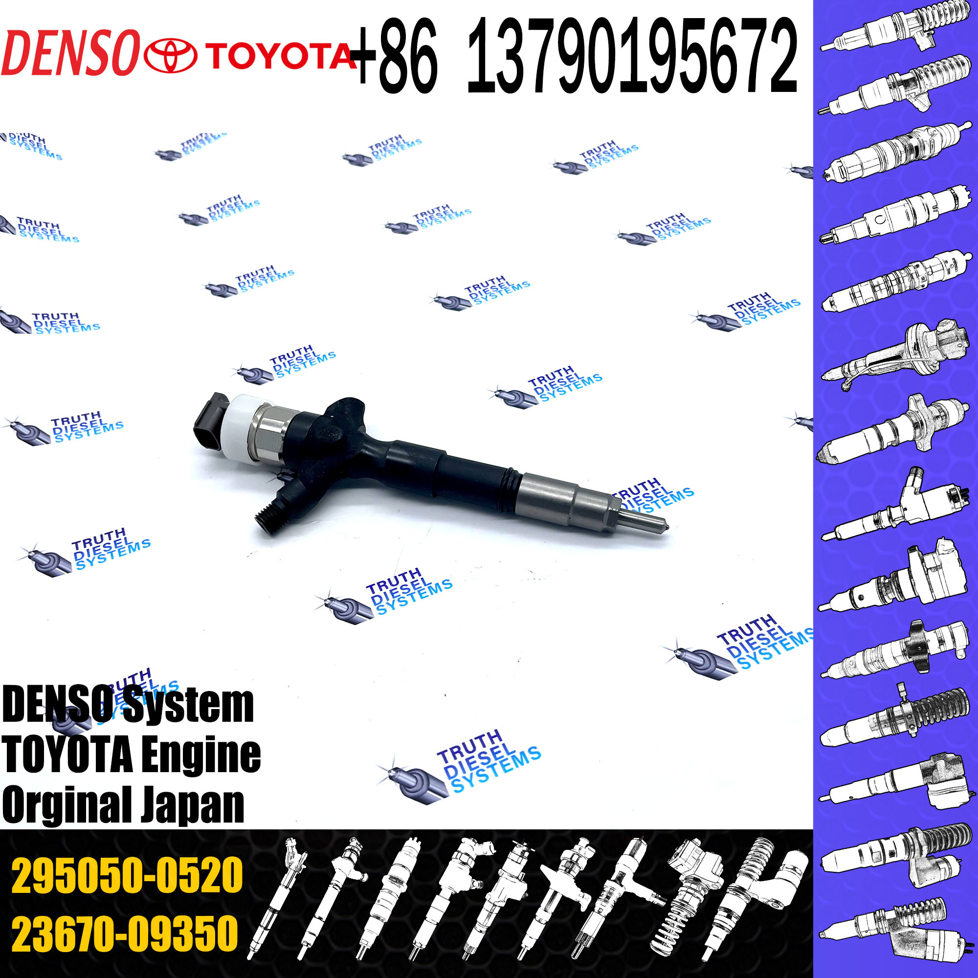 Original injector 295050-0520 common rail injector 23670-0L090 ,295050-0180