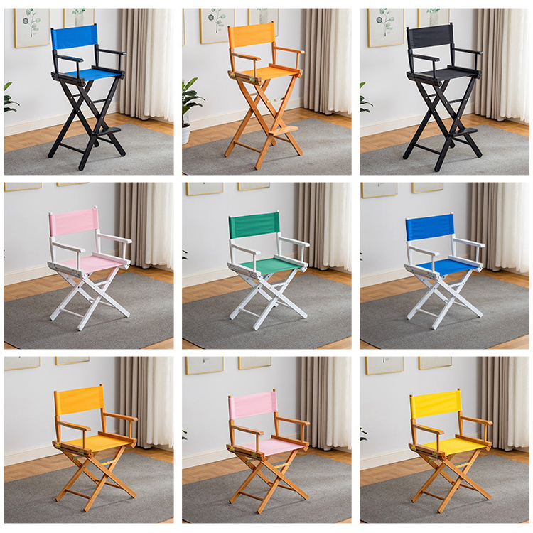 Logo None or Custom Logo Tall Wooden Folding Director Chair for Outdoor Indoor Camping