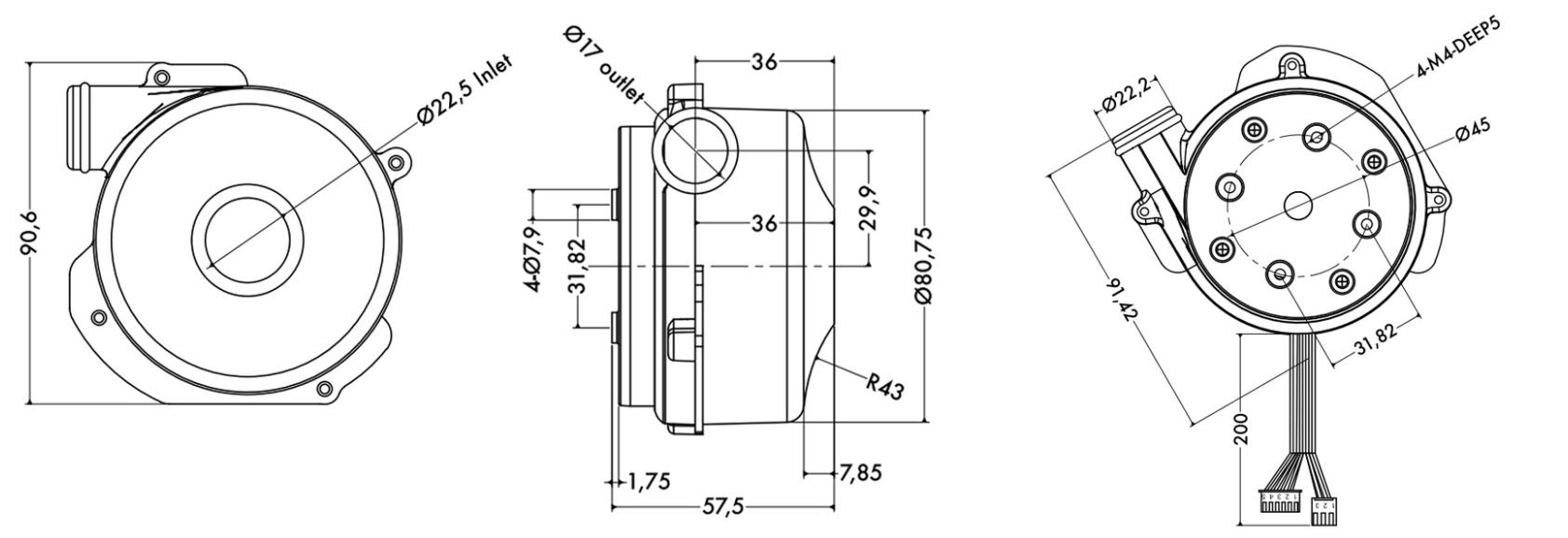 24V Brushless DC Blower DC Centrifugal Blower For Ventilating Device
