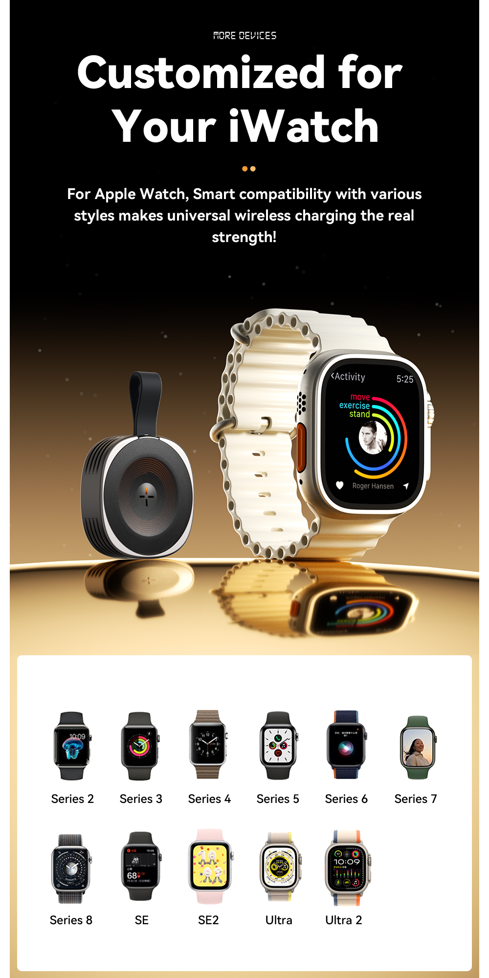 Magnetic Wireless Watch Charger Tarnish Color 5V/2A ES-WC13 Series