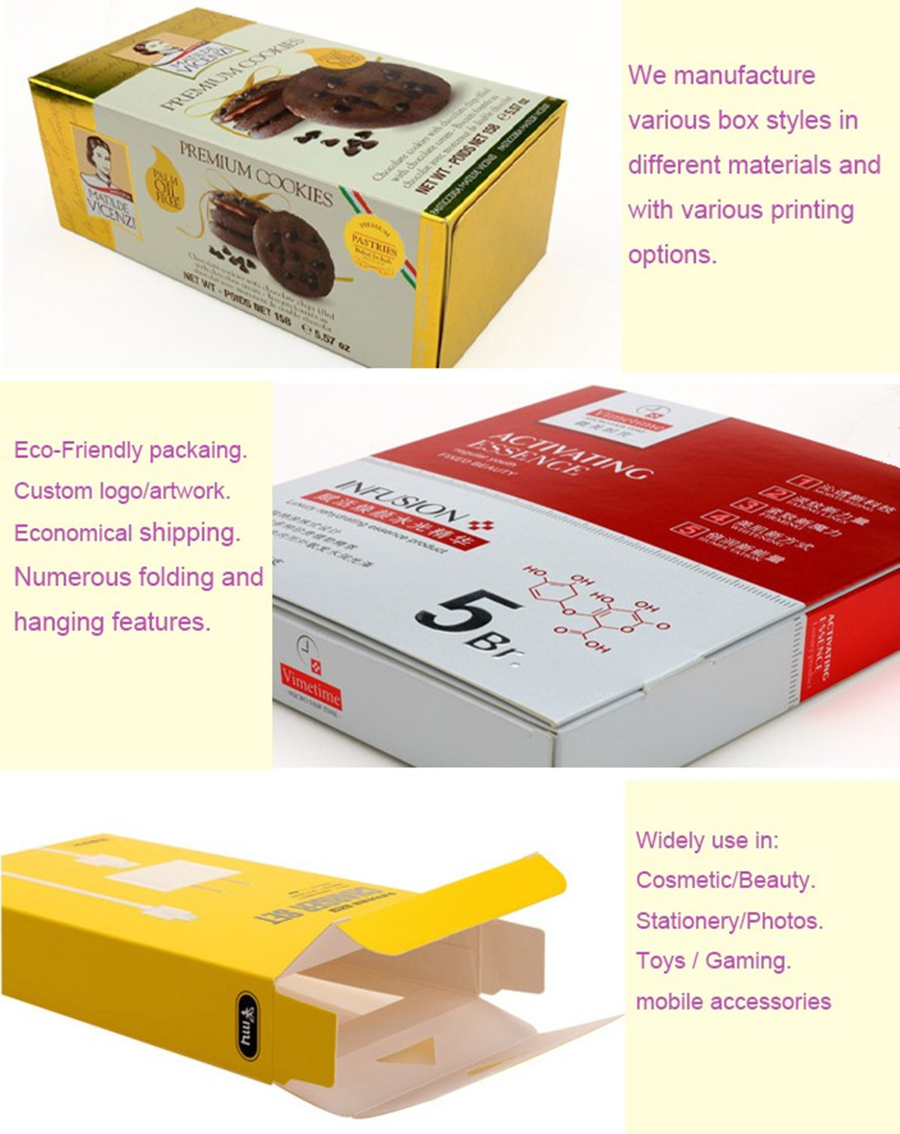 Rectangle Skin Care Cosmetic Box Packaging / Custom Printed Cosmetic Paper Box