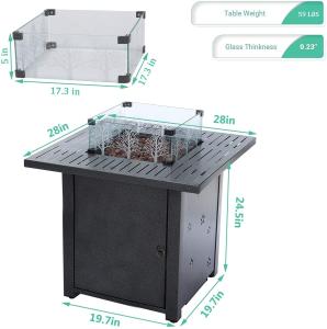 China Modern 28 Inch Square Fire Pit Table Liquefied Petroleum Gas wholesale