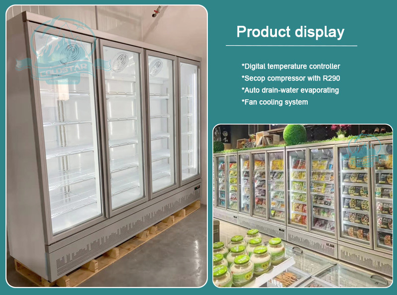 Promotion Product Commercial Vertical Single Temperature Glass Door Freezer Display Showcase