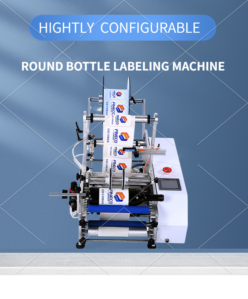 DI 15mm-DI 150mm Plastic Round Bottles Sticker Label Printer for Front Back Labeling
