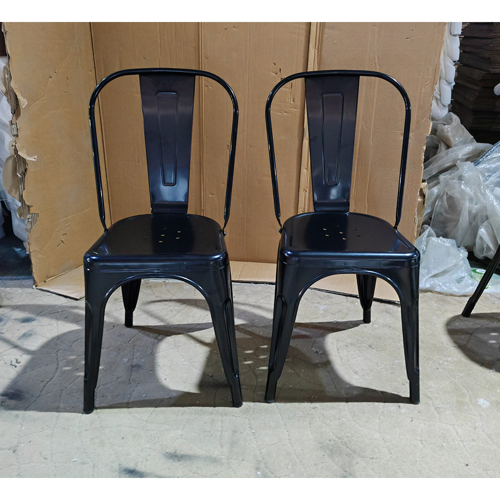 Household Stackable Metal Dining Chair Orange Vintage Metal Bistro Chairs