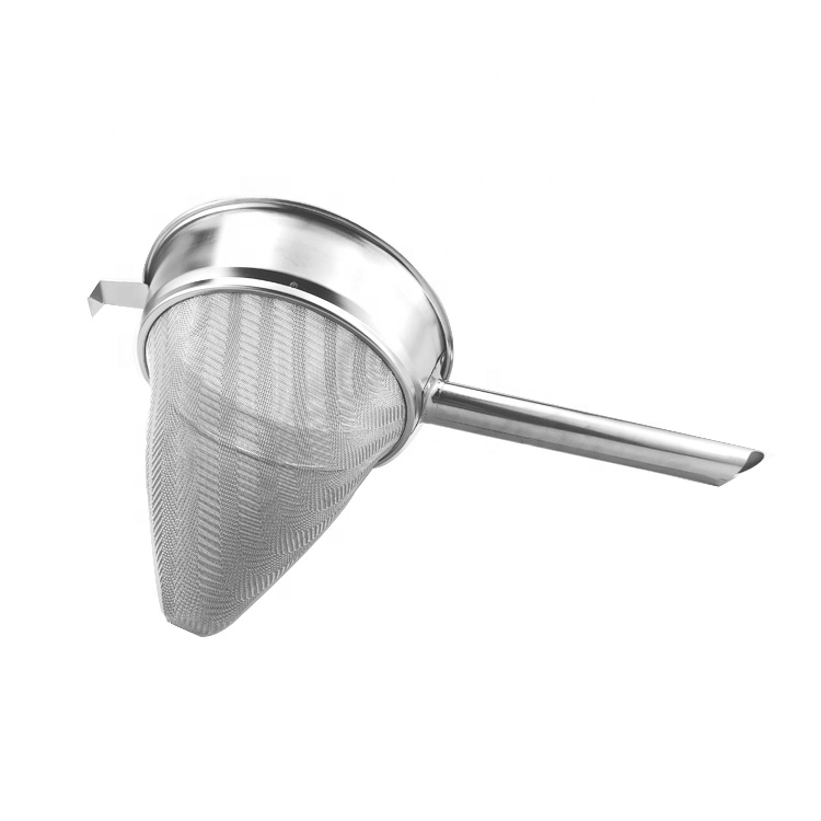 8 Inch Commercial Colander Fine Mesh Filter Stainless Steel Chinois Mesh Strainer Strengthening Rib Strainer