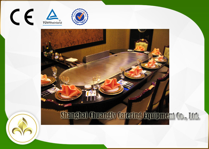 Stainless Steel Indoor Teppanyaki Grill Ten Seats With Fume Precipitator