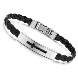China Tagor Stainless Steel Jewelry Super Fashion Silicone Leather Bracelet Bangle TYSR009 wholesale