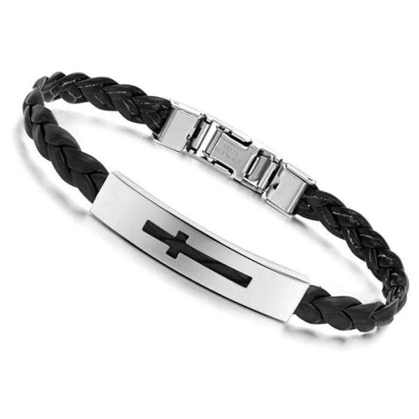 Tagor Stainless Steel Jewelry Super Fashion Silicone Leather Bracelet Bangle