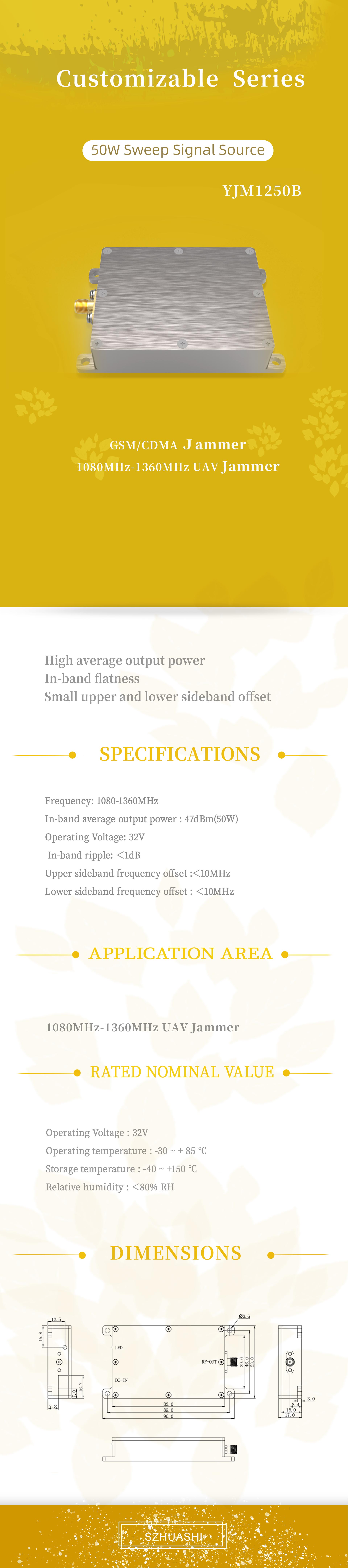 50W 1080-1360MHz Sweep Signal Source Wireless Signal Shielding Module