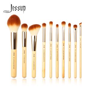China Jessup 10 Piece Makeup Brush Set Eco Friendly Bamboo Handle wholesale