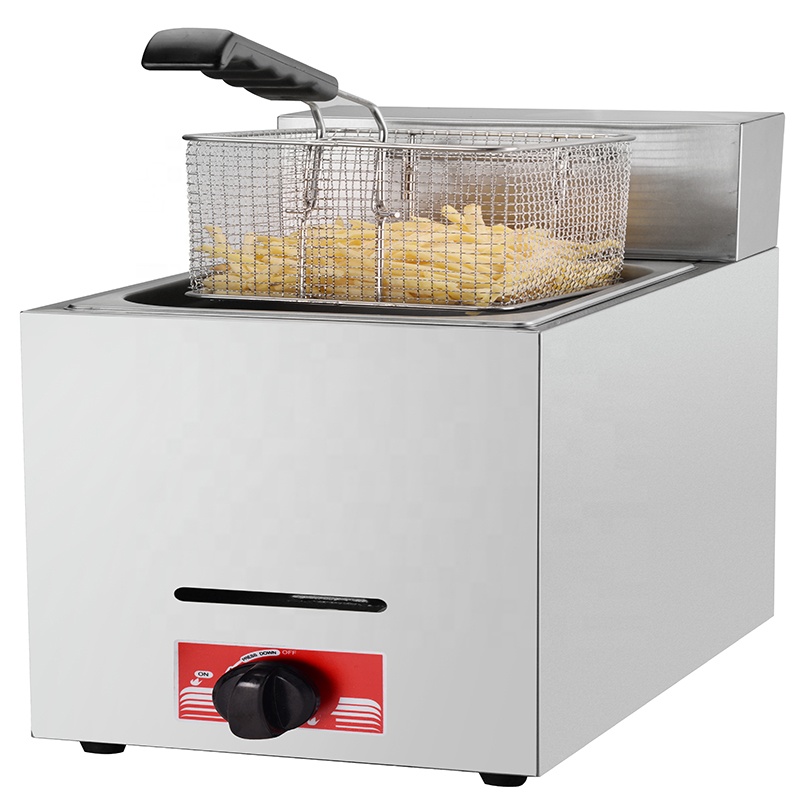 Stainless Steel 201/304 LPG Gas Deep French Fries Fryer for Commercial Kitchen
