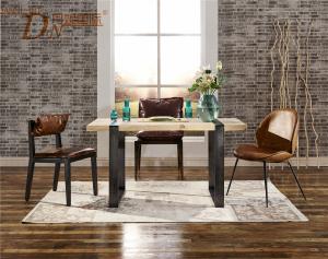 China Modern Dining Room Tables Furniture , Wooden Kitchen Dining Tables Metal Frame wholesale