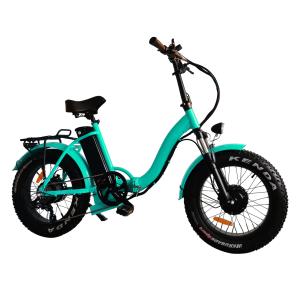 20 Inch Fat Tire Mini Folding Electric Bike 500 Watt 48v For Beach Cruiser Snow Road
