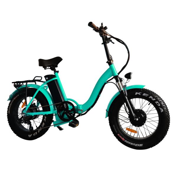 20 Inch Fat Tire Mini Folding Electric Bike 500 Watt 48v For Beach Cruiser Snow
