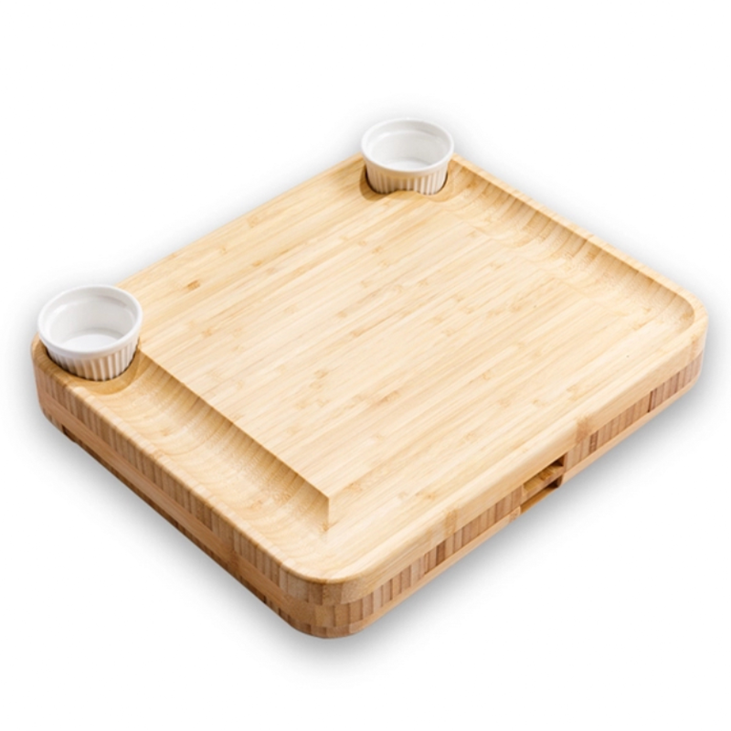 Customized Logo Acceptable Bamboo Charcuterie Cheese Board With Hidden Knife Set 39x33x5cm
