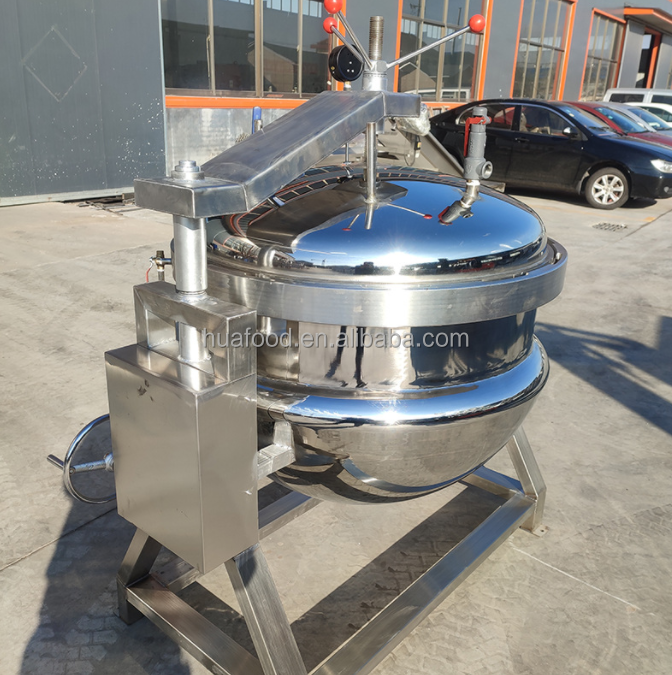 50-800 L Industrial Steam Jacketed Cooking Kettle For Cocoa Beans Peanut Butter Grinder