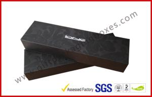 China Luxury Black Rectangle Cosmetic Packaging Boxes With Customized Foil Logo wholesale