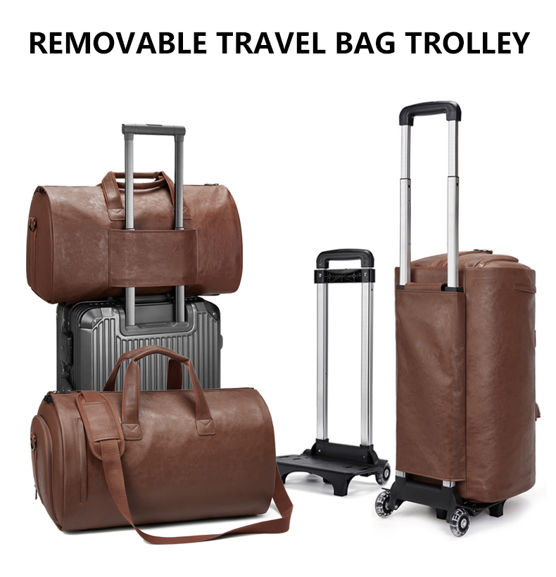 Retro Wheeled Garment Trolley Duffle Bag Large Rolling Duffle Bag 30cm High