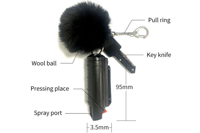 Self Defense Key Chain Pepper Spray Plastic Shell with alarm Safety