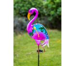 Metal 37.5'' 8LEDs Pink Flamingo Solar Garden Stake