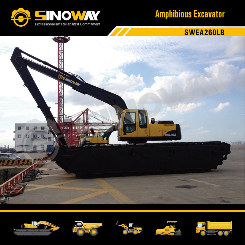15 M Long Reach Boom Amphibious Excavator For Swamp And Wetland Construction