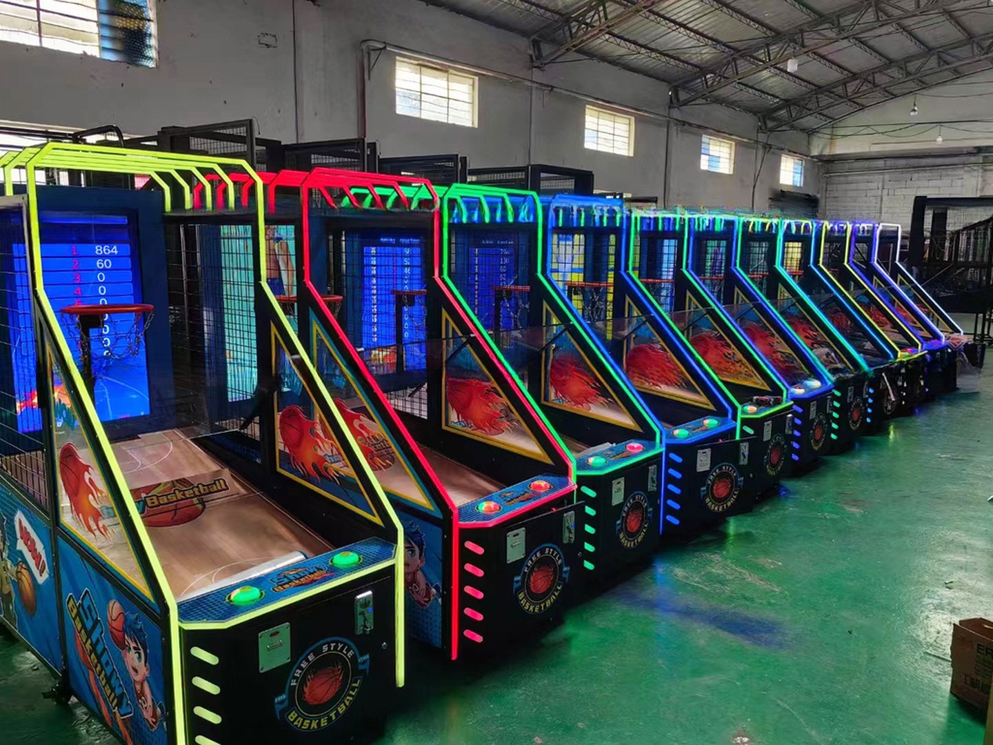 Coin Operated Luxury Street Arcade Basketball Hoop Machine With 55LCD Big Screen