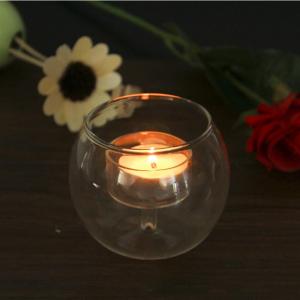 China Custom Clear Round Double Decor Glass Candlestick wholesale